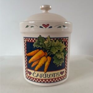 Vintage Susan Winget Garden Fresh "Carrots" ceramic canister cookie jar with lid